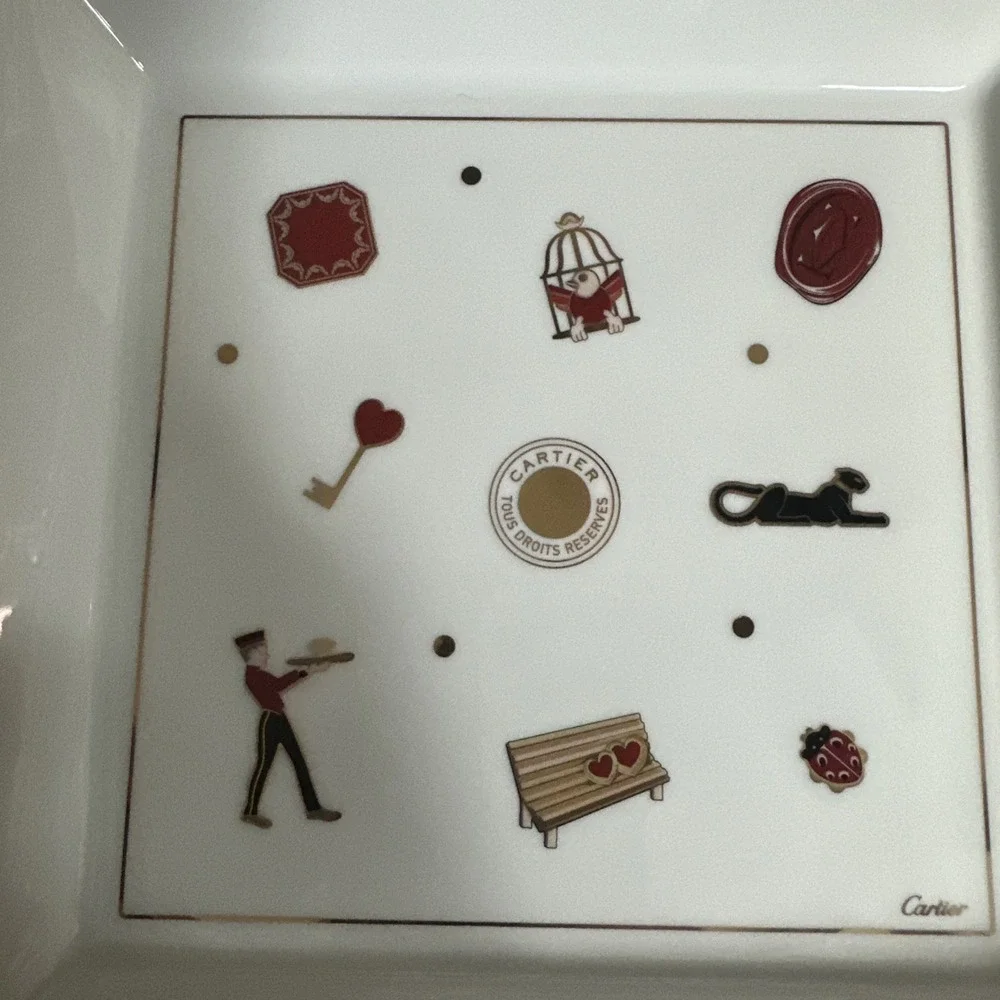 Cartier Trinket Porcelain Tray 7x7  Box New Msrp $499